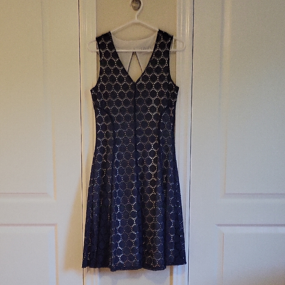 Elegant Navy Lace Dress